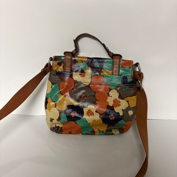 Fossil Multicolor Floral Coated Canvas Crossbody Bag Purse Top Handle and Strap - Picture 5 of 7
